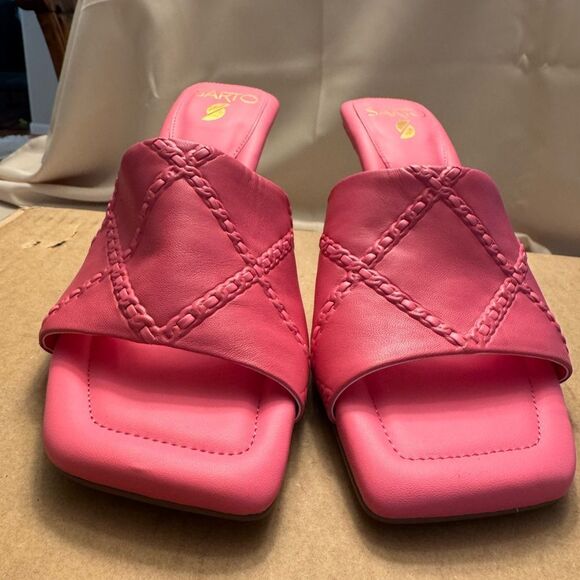 Franco sarto Barbiecore Pink square toe Slide Sandals quilted leather girly - Picture 6 of 10